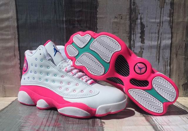 Air Jordan 13 White Pink Women's Basketball Shoes-29 - Click Image to Close